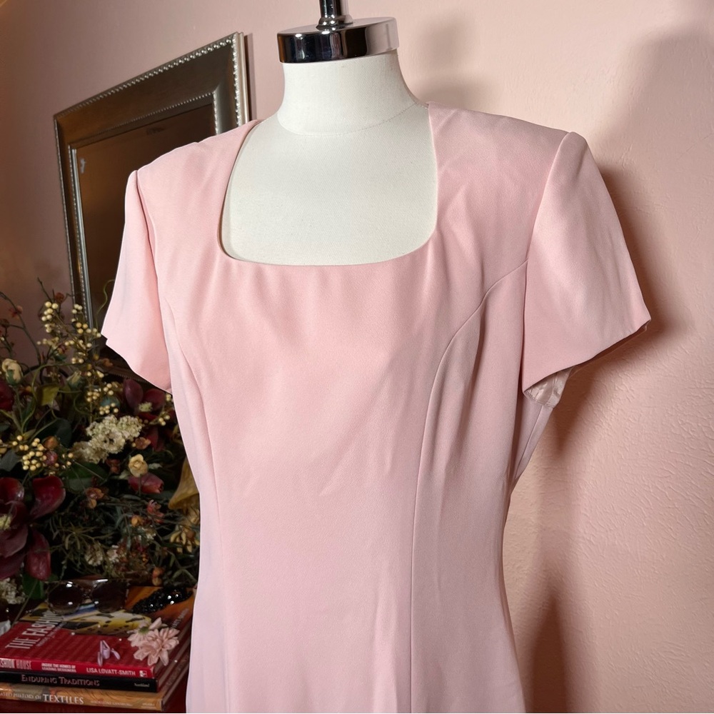 Vintage 1990 Liz Claiborne Pale Pink Sheath Dress Oversized Jacket Minimalist 8 - Picture 8 of 16